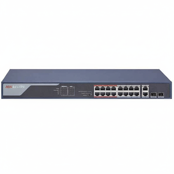 Hikvision 16-Port Managed PoE+ Ethernet Switch with 2 Gigabit Uplinks