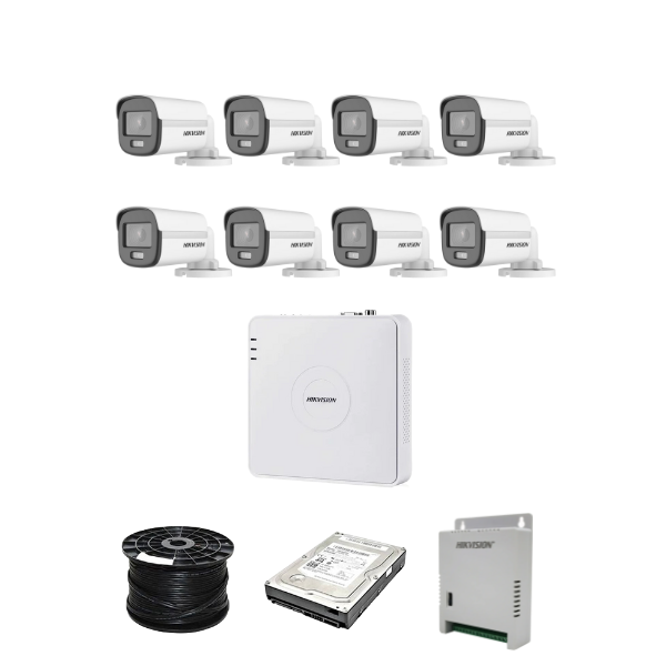 Hikvision 8 Channel 1080p ColorVu Kit With Audio Cameras