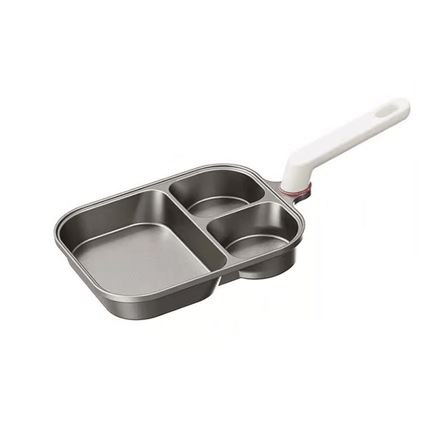 Black Carbon Steel Non-Stick Frying Pan Three-in-One Compartments