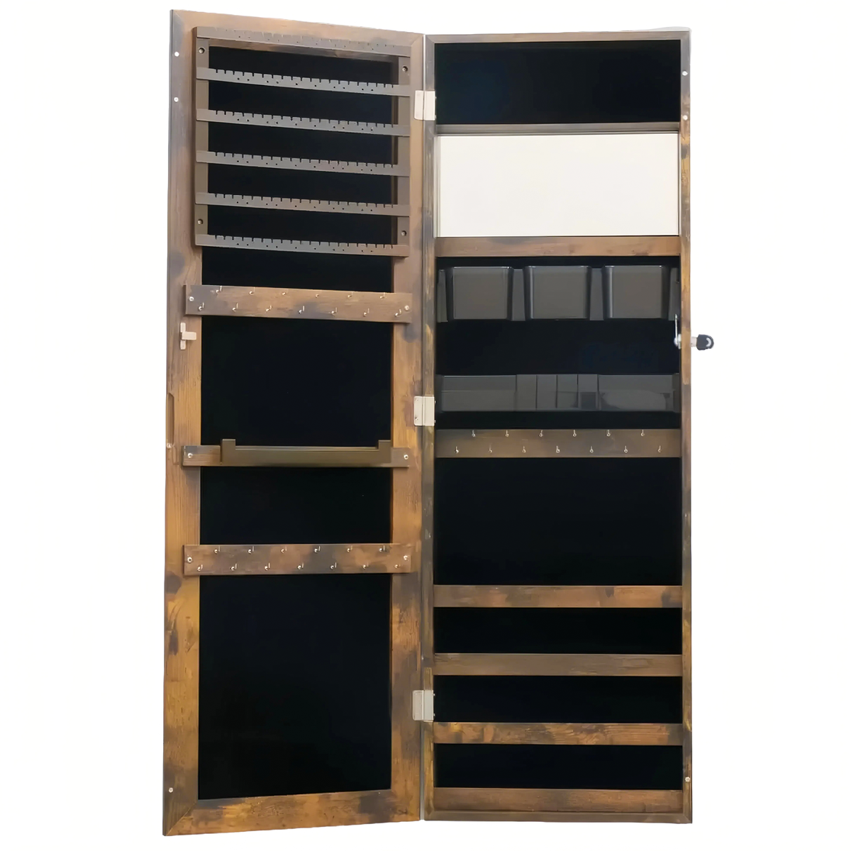 Wall-Mounted Jewelry Storage Cabinet Full Mirror Lockable Organizer Box