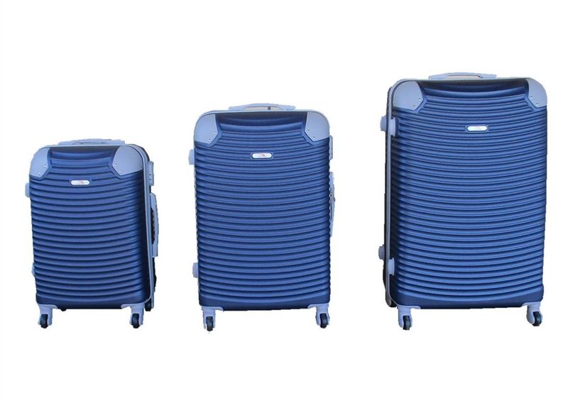 Durable 3-Piece ABS Luggage Set - Navy Blue, Lightweight, Spinner Wheels