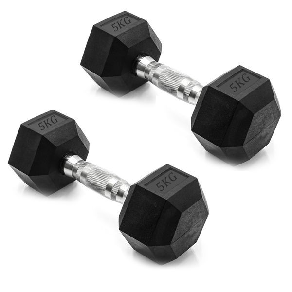 Premium Rubber Encased Hex Dumbbell - Set of 2