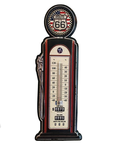 Route 66 Design Metal Wall Hanging Thermometer (F°/C°) - 47cm Long