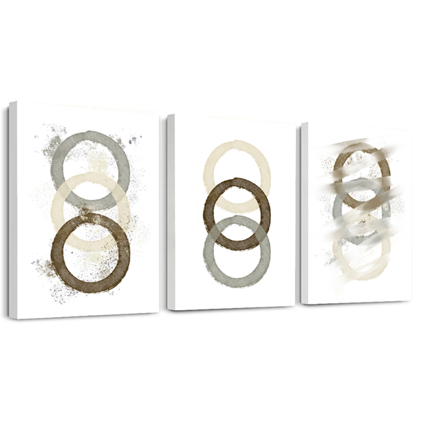 Set of 3 A3 Wall Art Prints on White Veneered Chipboard-Leaves Orange Shape