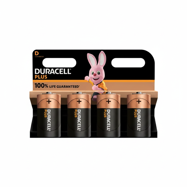 Duracell Alkaline D Batteries 4 Piece Pack for High-Drain Devices