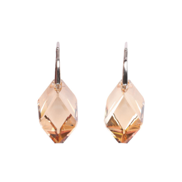 K Crystal Swarovski Element Cubist Earrings - Golden Shadow