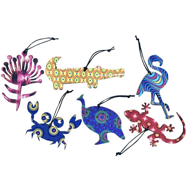 South African Wildlife Tree Decorations, set of 6