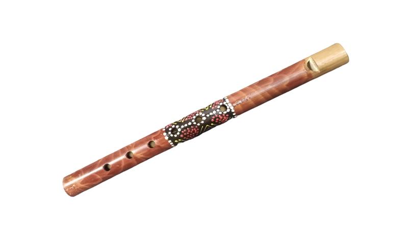 Bamboo Woodwind Flute 6 Tone Holes Handpainted - Purple , Red Zigzag 30cm