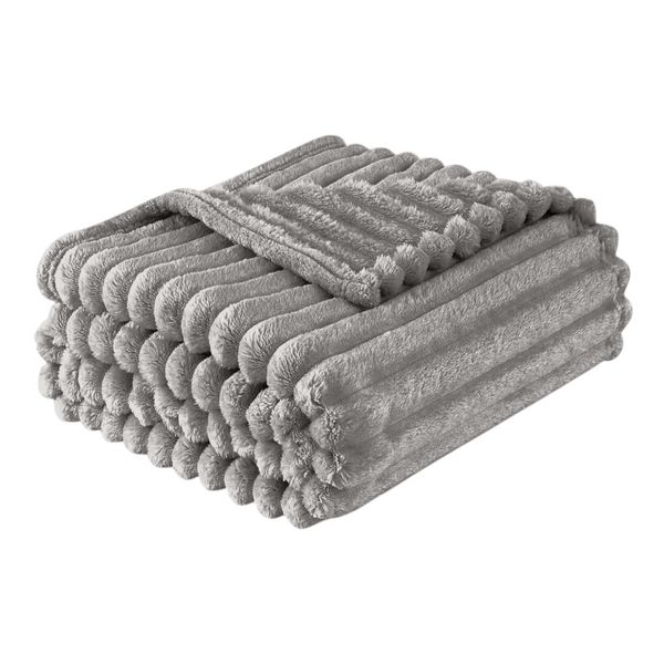 Multifunctional Plush Blanket - 180 cm × 200 cm - Light Grey