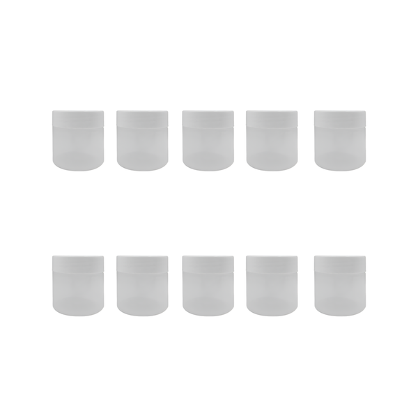 10 Pack 50g Clear Plastic Tubs with White Lids - Cosmetic &amp; Storage Jars