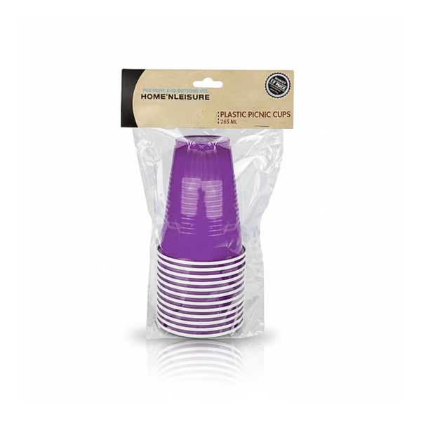 Premium 12 Pack Purple Plastic Cups 265ml Everyday Convenience