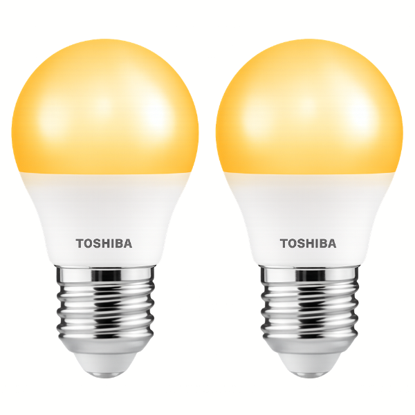 Toshiba - E27 G45 Golfball LED Light Bulbs - 3W Warm White 3000K - 2 Pack