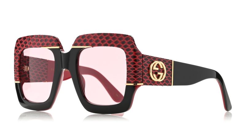 Gucci Women Black, Red Oversized Sunglasses GG0484S 004 54/25/140