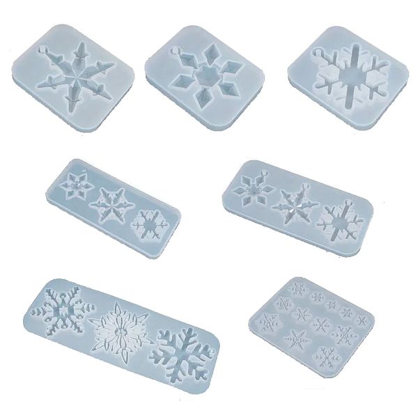 Christmas Snowflake Pendant Epoxy Resin Mold - Pack of 7