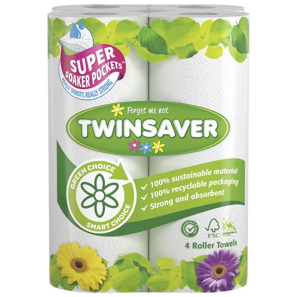 Twinsaver Classic White Roller Towel x4