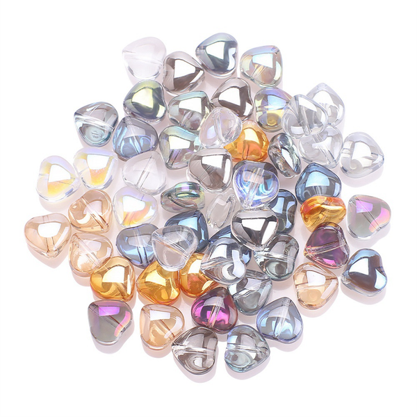 100Pcs Heart Beads Glass Crystal Beads 8mm Spacer Beads