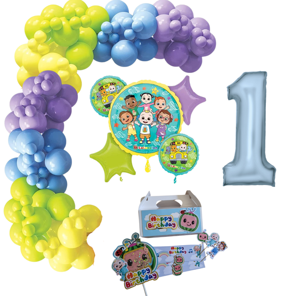 291 Piece Cocomelon themed Party Kit with Foil Number 1