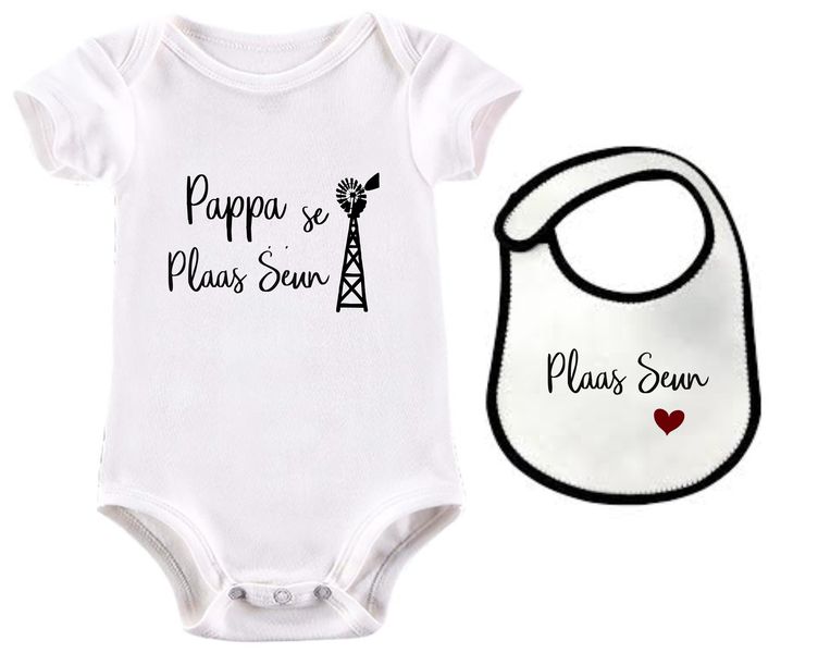 Pappa se Plaas Seun Afrikaans baby grow &amp; bib combo