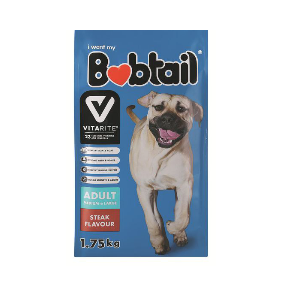 Bobtail- Medium/Large Adult Steak Flavour Dog Food 1.75kg x 2