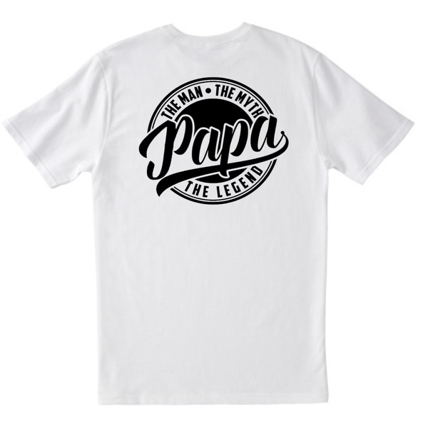 Papa the Man the Myth Christmas Fathers Day Tshirt - White
