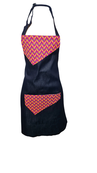 Selphies MoAfrika Denim 3 Cats African Print Shweshwe Apron Denim Apron