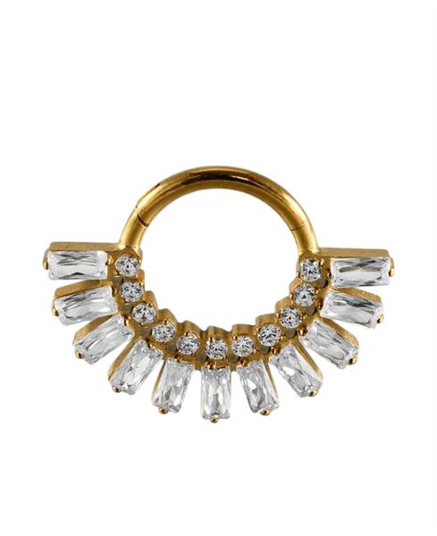 Titanium Piercing Jewelry- Crystal Fan Design