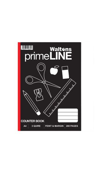 Primeline Hard Cover A4 288 Pg 3 Quire Feint Ruled x 4