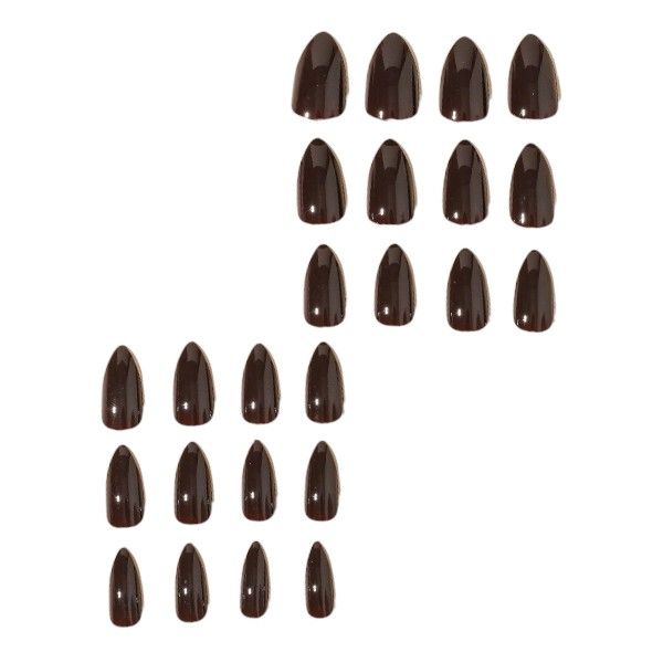 24 Piece - Simple Short Almond Shape Press-On Nails - Brown