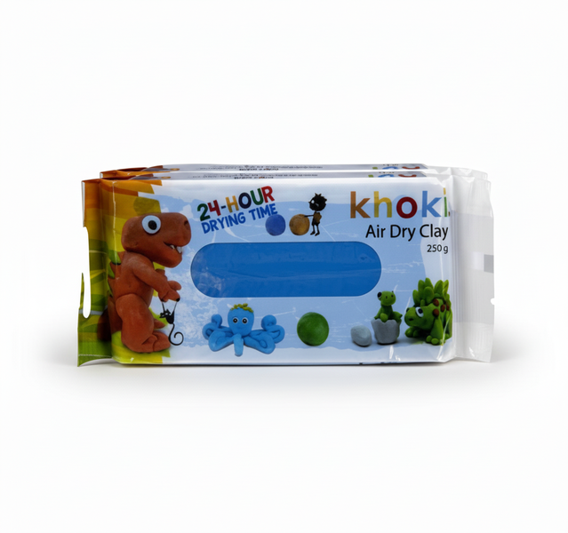 Khoki Blue Air Dry Clay 250g - Non-Toxic Modelling Clay for Crafts - 2 Pack