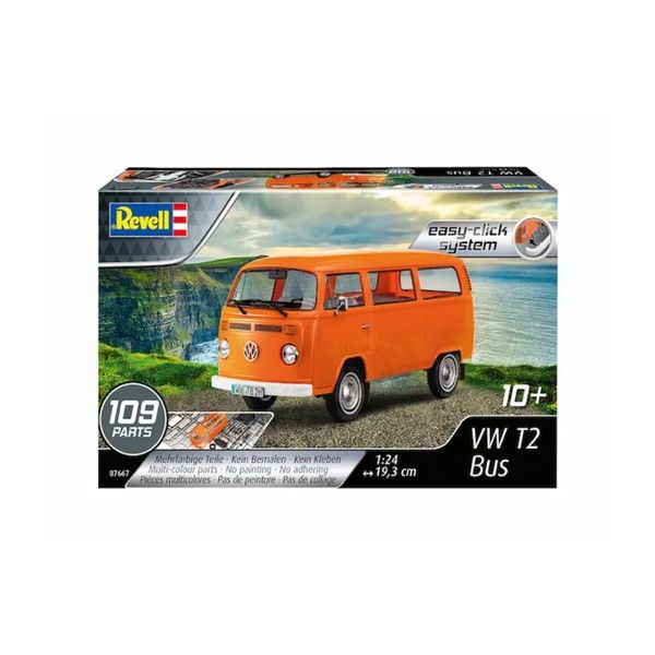 Revell-1/24-VW T2 Bus-Easy Click Plastic Model Kit