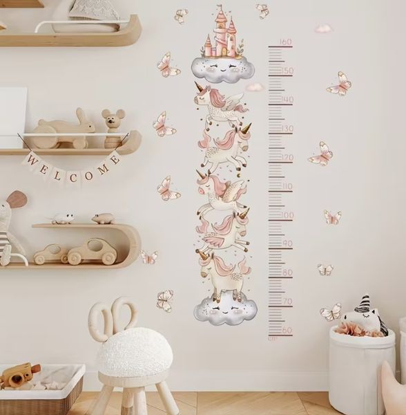 Fairytale Growth - Unicorn &amp; Castle Height Chart Wall Sticker