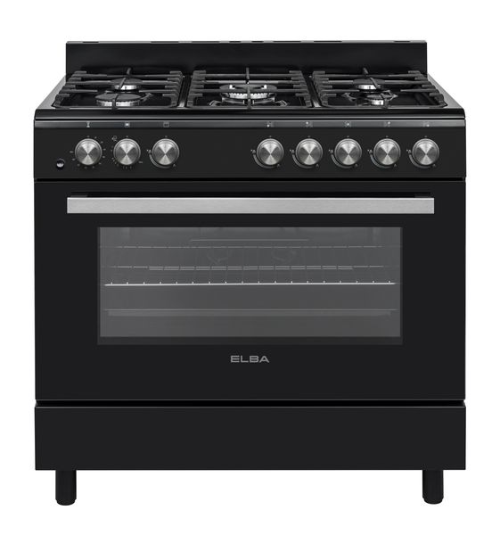 Elba Essential 04/96CL828B -5 Burner Full Gas Stove And Oven 90cm Black