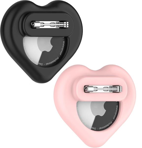 2 Pack AirTag Invisible Protective Case - with Safety Pin, Heart Shape