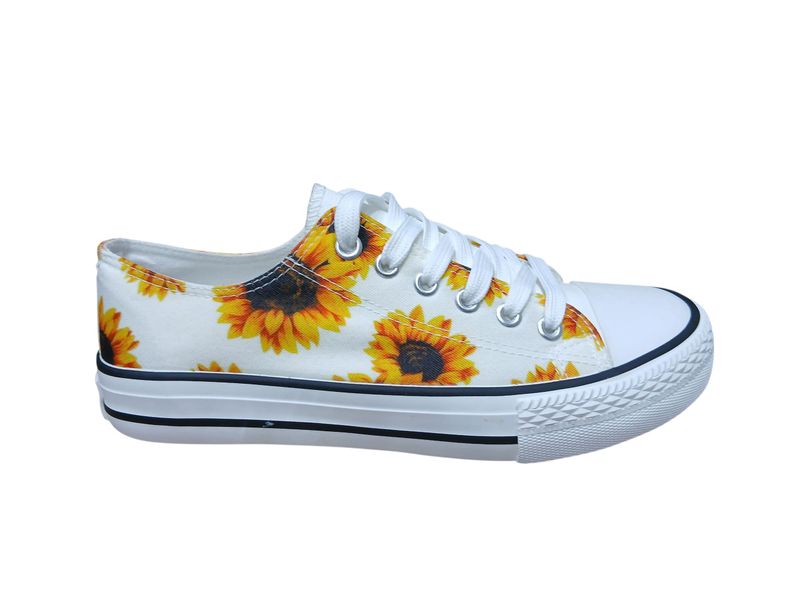 Fliegen Flower Design Canvas Lo-Top Sneakers