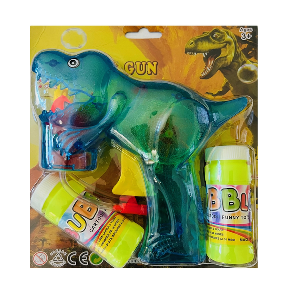 Light Up Dinosaur Bubble Gun + 2 Refill Bottles