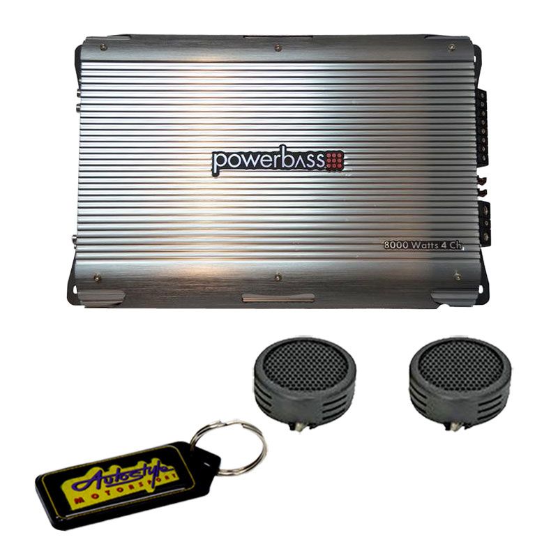Powerbass 8000W 1 Channel MonoBlock Amplifier & Evo Tweeters & Key