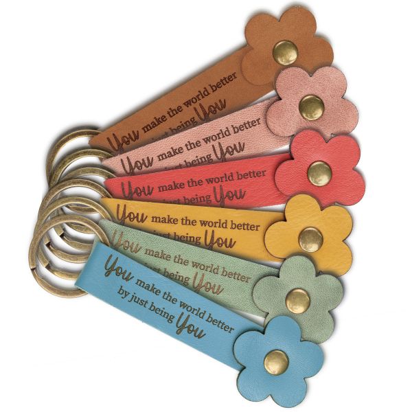 DAREhue - Genuine Leather Keyring - You Make The World Better (Pack Of 6)