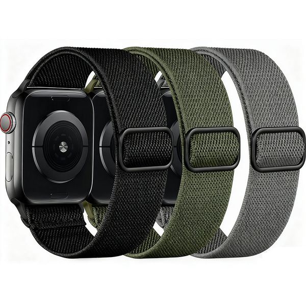 3-Pack Stretchy Solo Loop Bands Compatible With Apple Watch 42/44/45/49mm