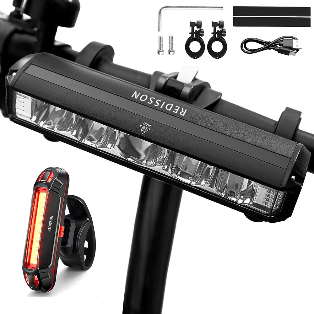 Redisson Super Bright LED Bicycle Headlight TailLight set USB Rechargeable