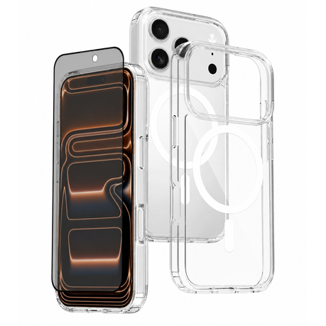 Compatible with iPhone 17Pro Privacy Screen Protector + Magsafe Clear Case Image