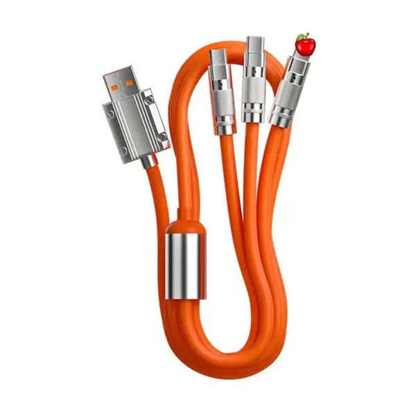 Charge Cable Liquid Silicone 3 In 1 Fast Charge Cable 6A - Orange