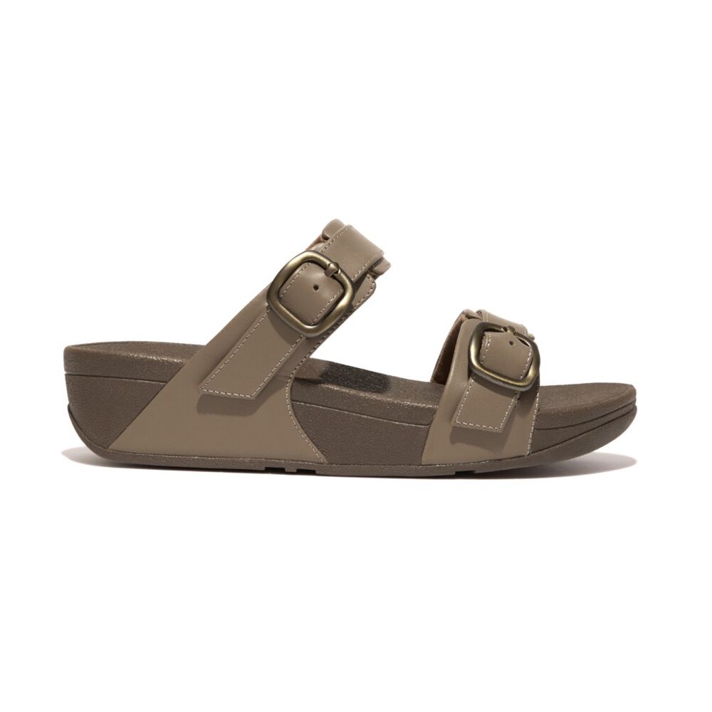 FitFlop Lulu Adjustable Leather Slide Minky Grey | Shop Today. Get it ...