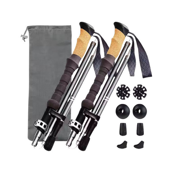 Folding Trekking Poles Lightweight Aluminum Hiking Sticks - 2Pack