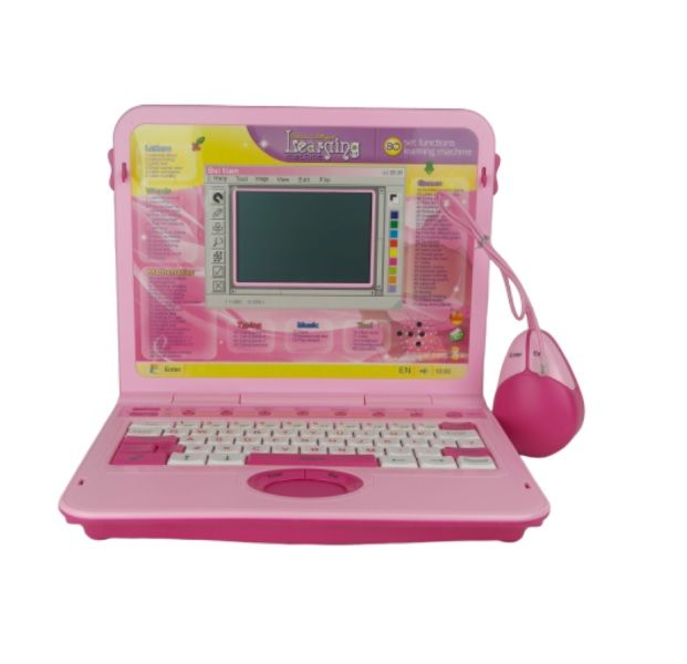A vibrant image showcases a learning laptop designed specifically for children, emphasizing its interactive features and educational content.