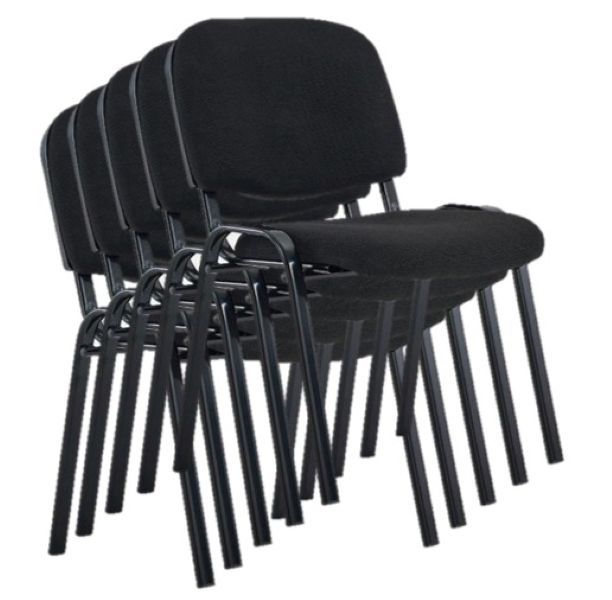 TOCC Contract Fabric Stacking Office Chairs - Black (Set of 5)