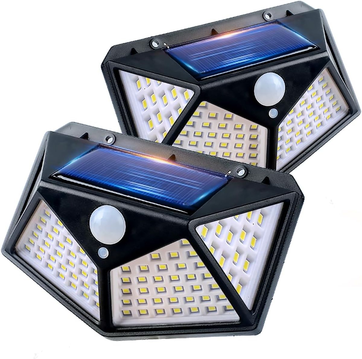 Solar Lights Outdoor 100 LED, 2 Pack Solar Motion Sensor Outdoor Lights