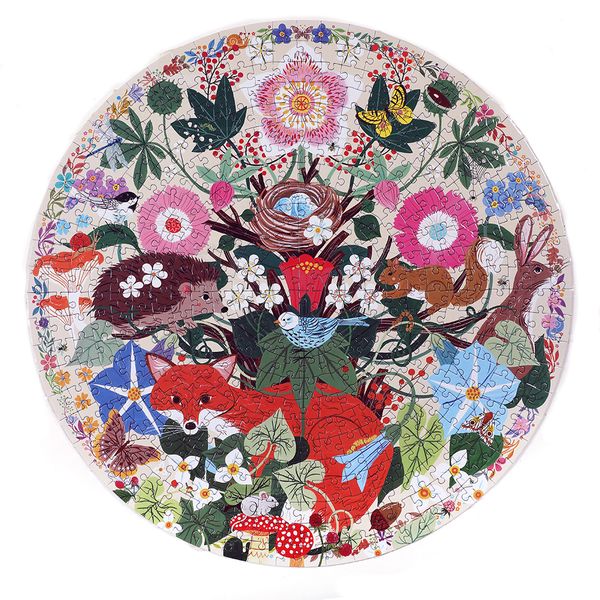 eeBoo Round Family Puzzle - Woodland Creatures: 500 Pieces