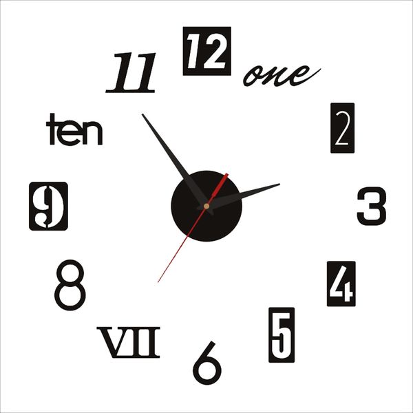 Modern Frameless DIY 3D Wall Sticker Clock for Family Office Decor