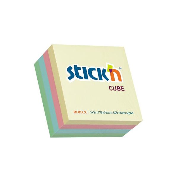Stick'n Pastel Cubes Assorted 76 x76mm - 400 sheets per pad - Box of 12