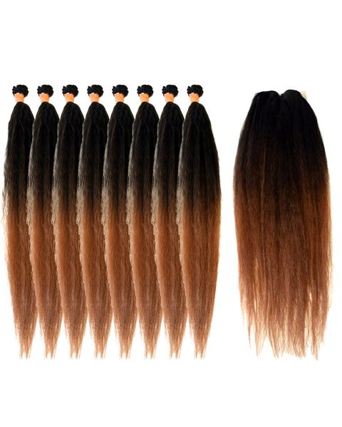 8 pcs x 24"inches and Closure New Straight Style Synthetic Package#1/30